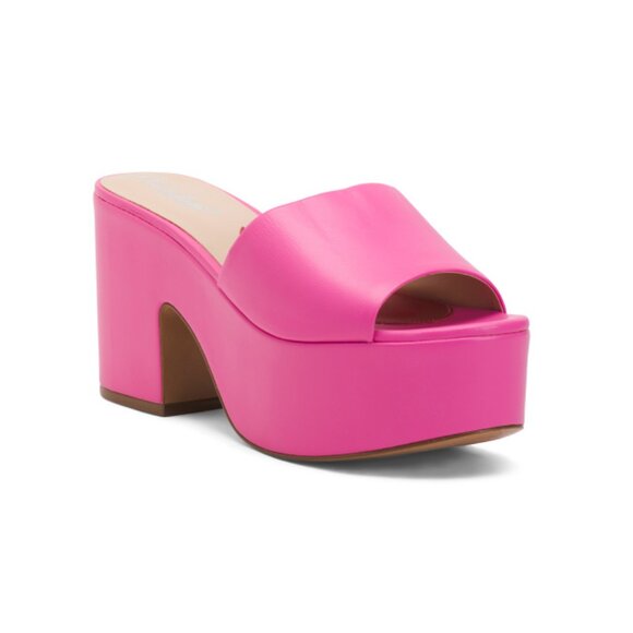 CLAUDIA LISOTTA Pink Made In Brazil Leather Naomi Platform Sandals - Picture 1 of 2